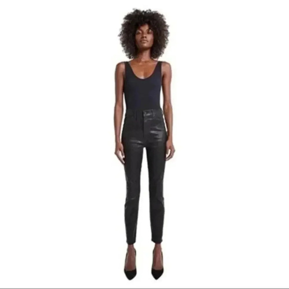 MOTHER Black Denim High Rise The Swooner Ankle Wet Paint Size 24 B920 - Picture 1 of 6